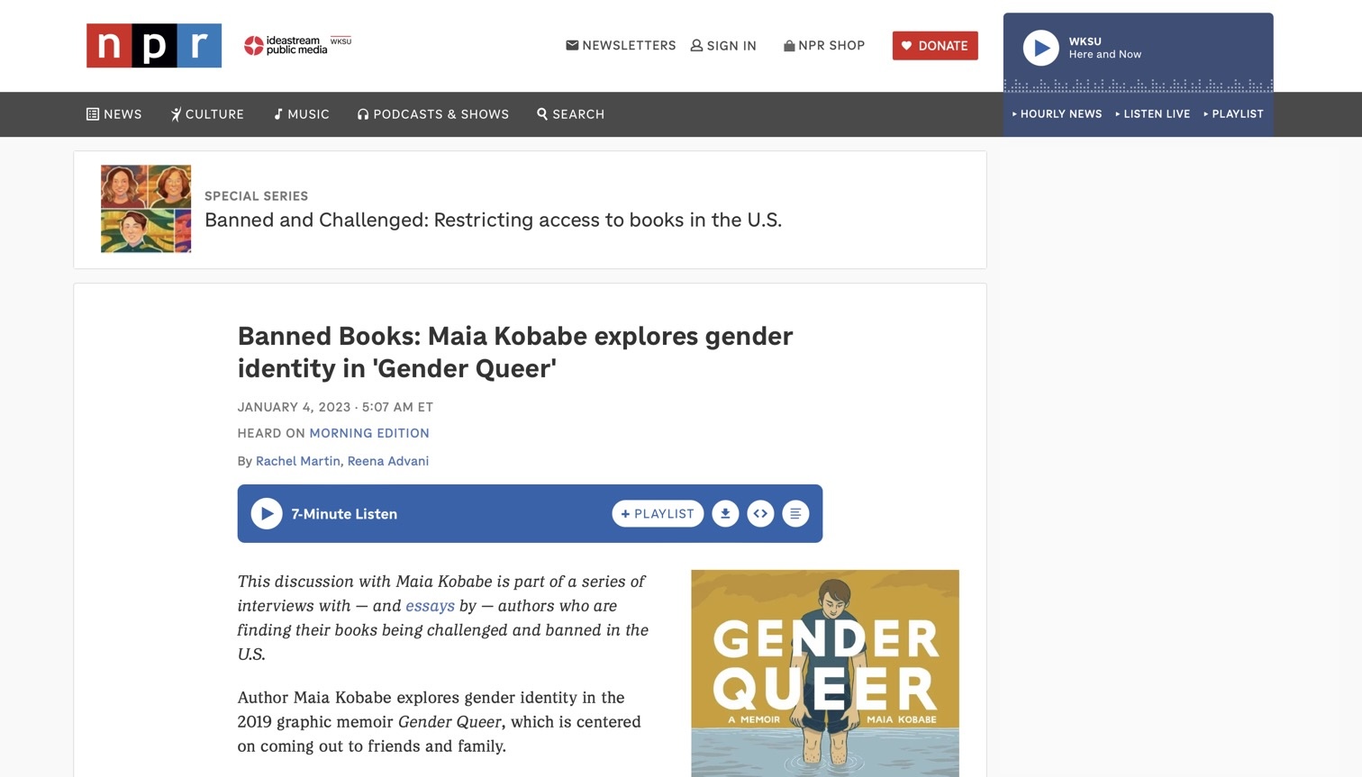 Screen shot of Banned Books: Maia Kobabe explores gender identity in 'Gender Queer'