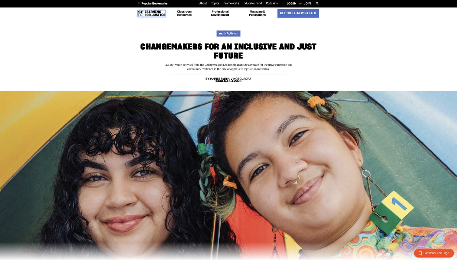 Screen shot of Changemakers for an Inclusive and Just Future