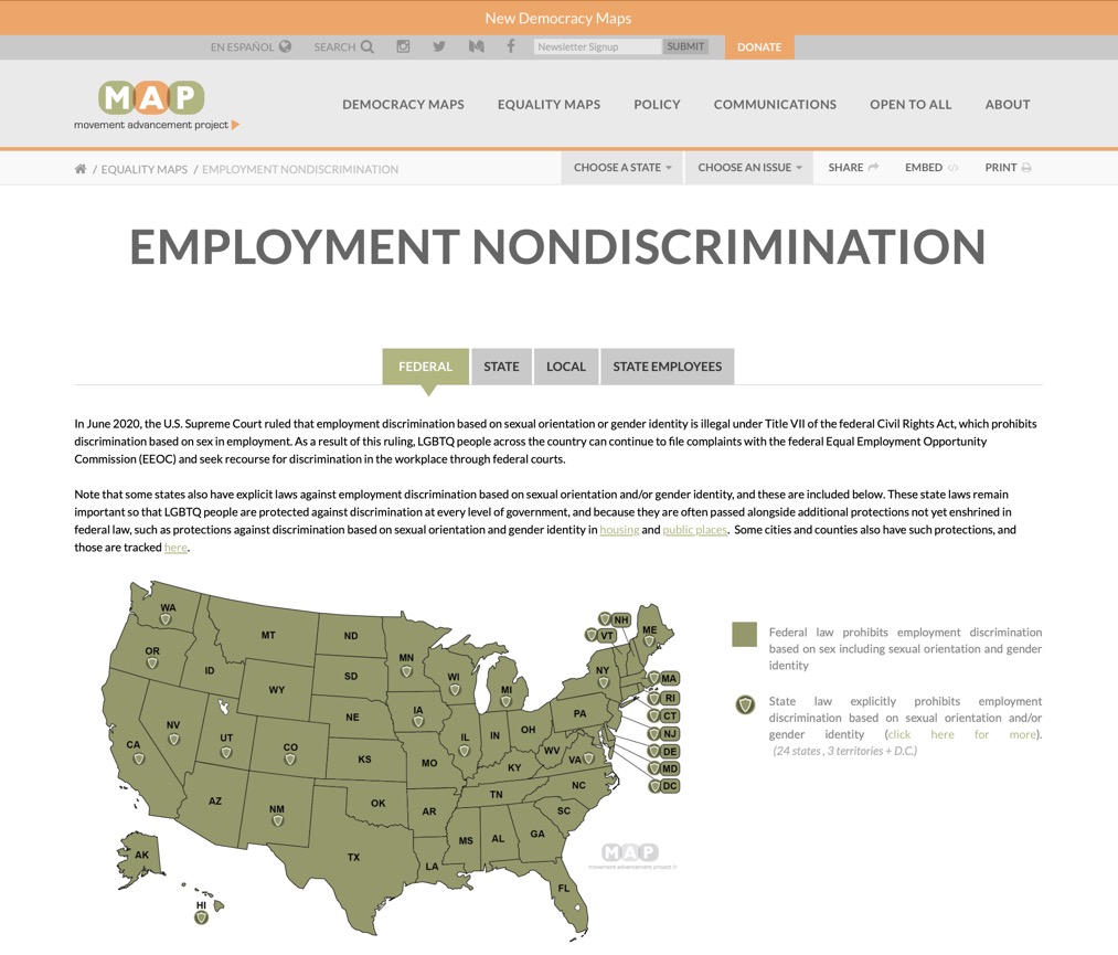Screen shot of Employment Nondiscrimination