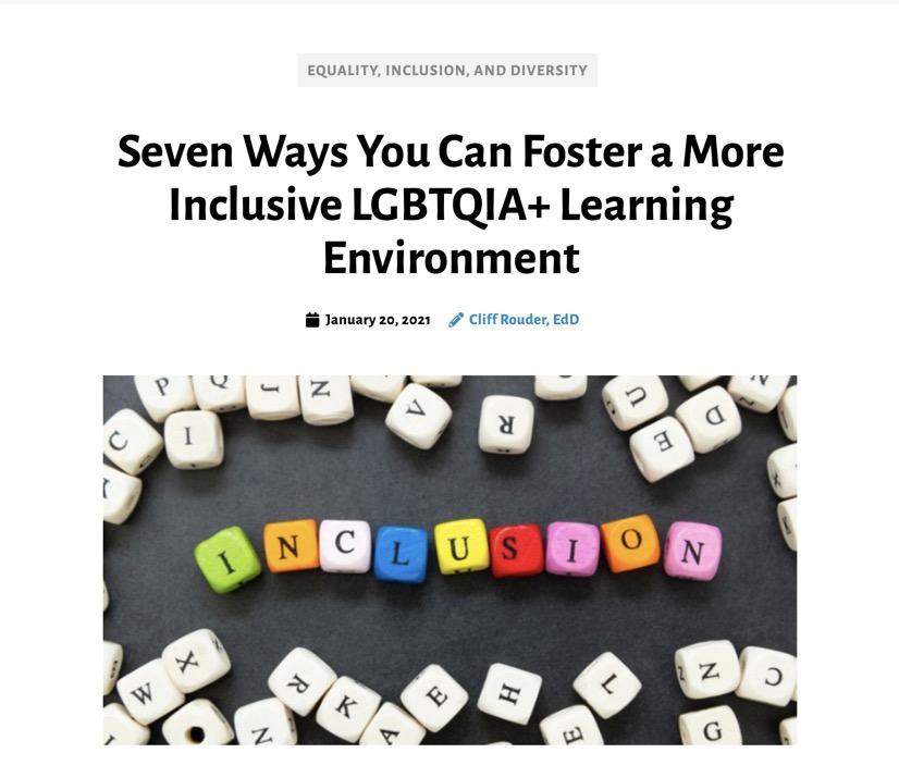 Screen shot of Seven Ways You Can Foster a More Inclusive LGBTQIA+ Learning Environment