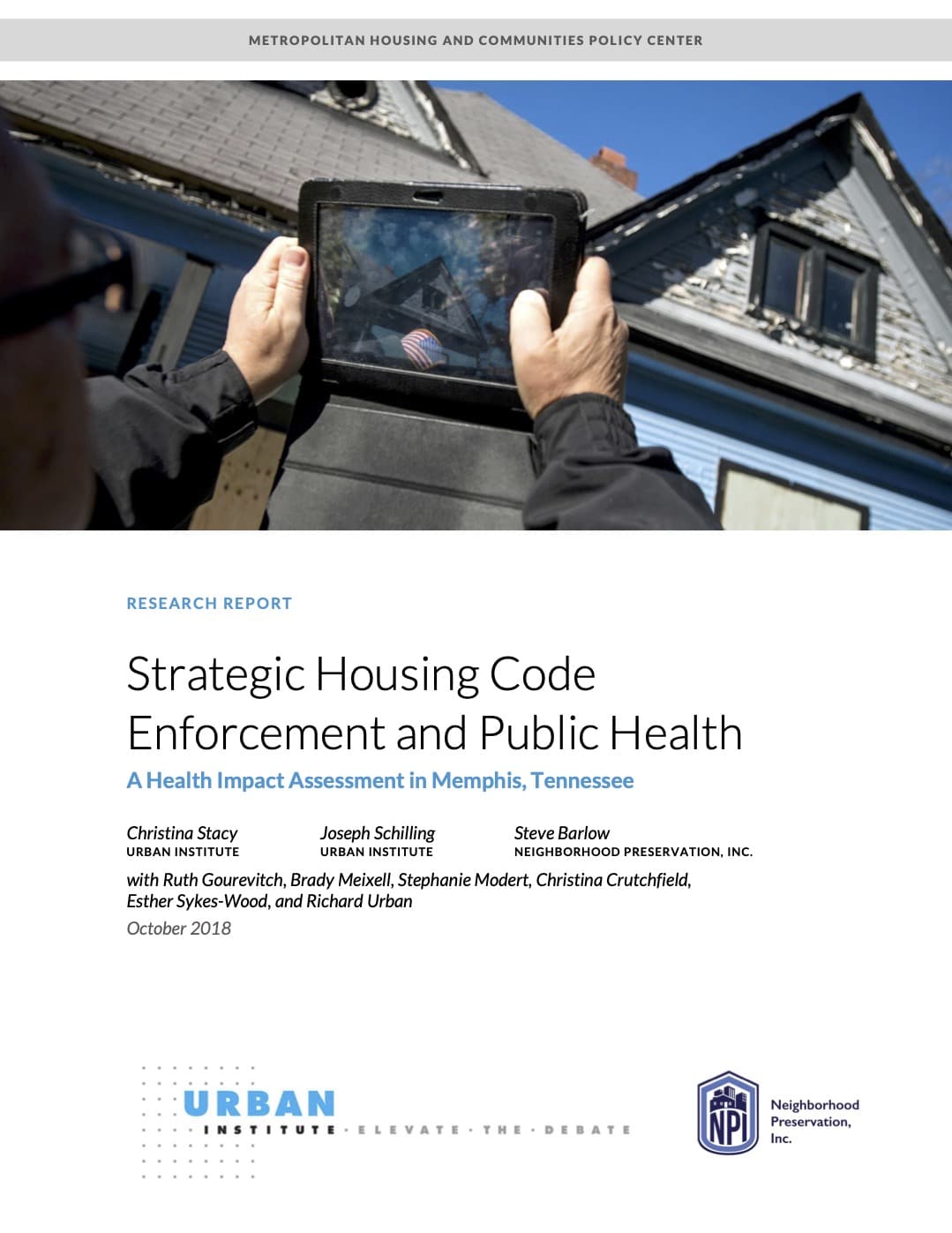 Cover page of Strategic Housing Code Enforcement and Public Health: A Health Impact Assessment in Memphis, Tennessee