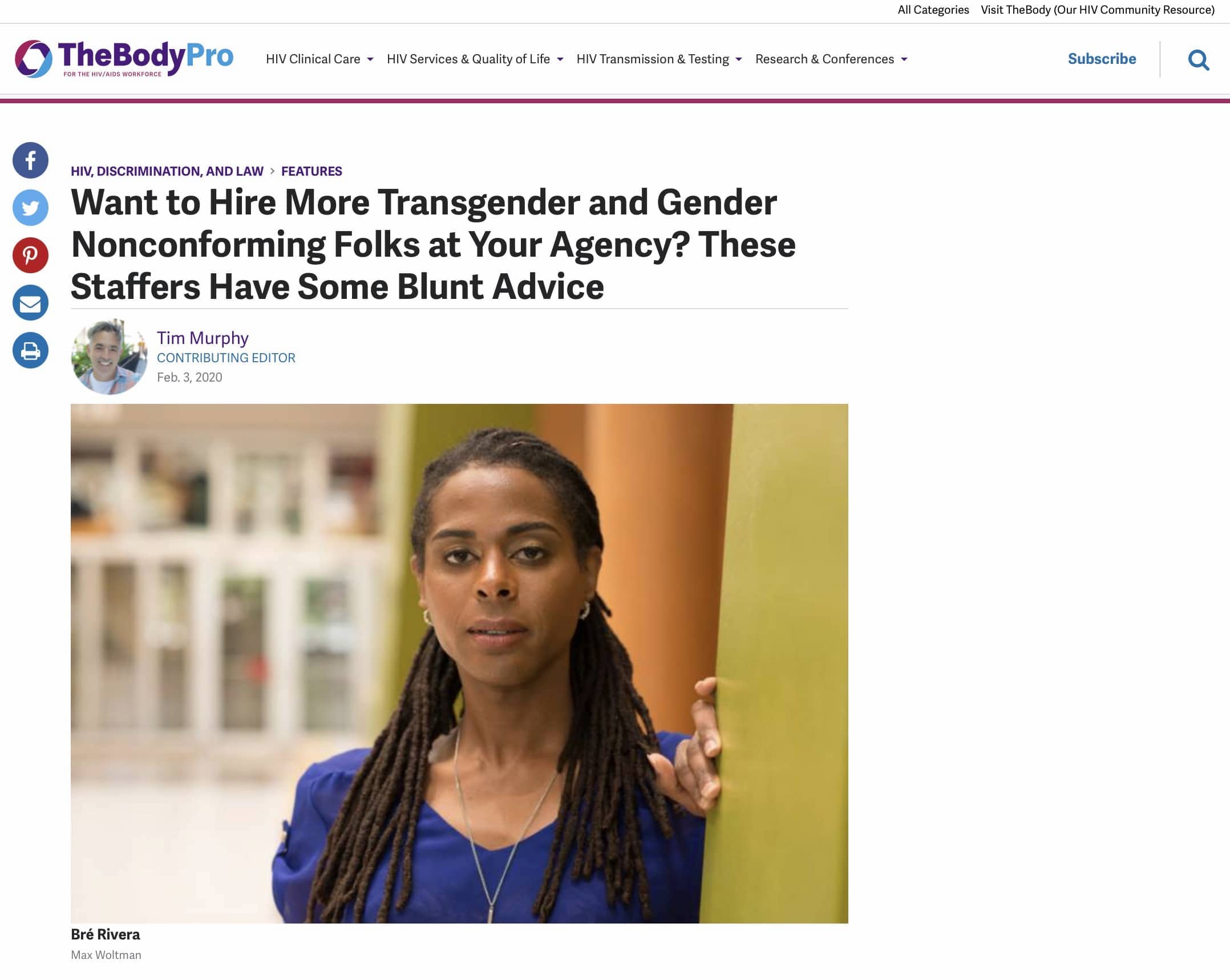 Photo of Bré Rivera, the executive director and cofounder of the Trans Sistas of Color Project—Detroit. Photo by Max Woltman.