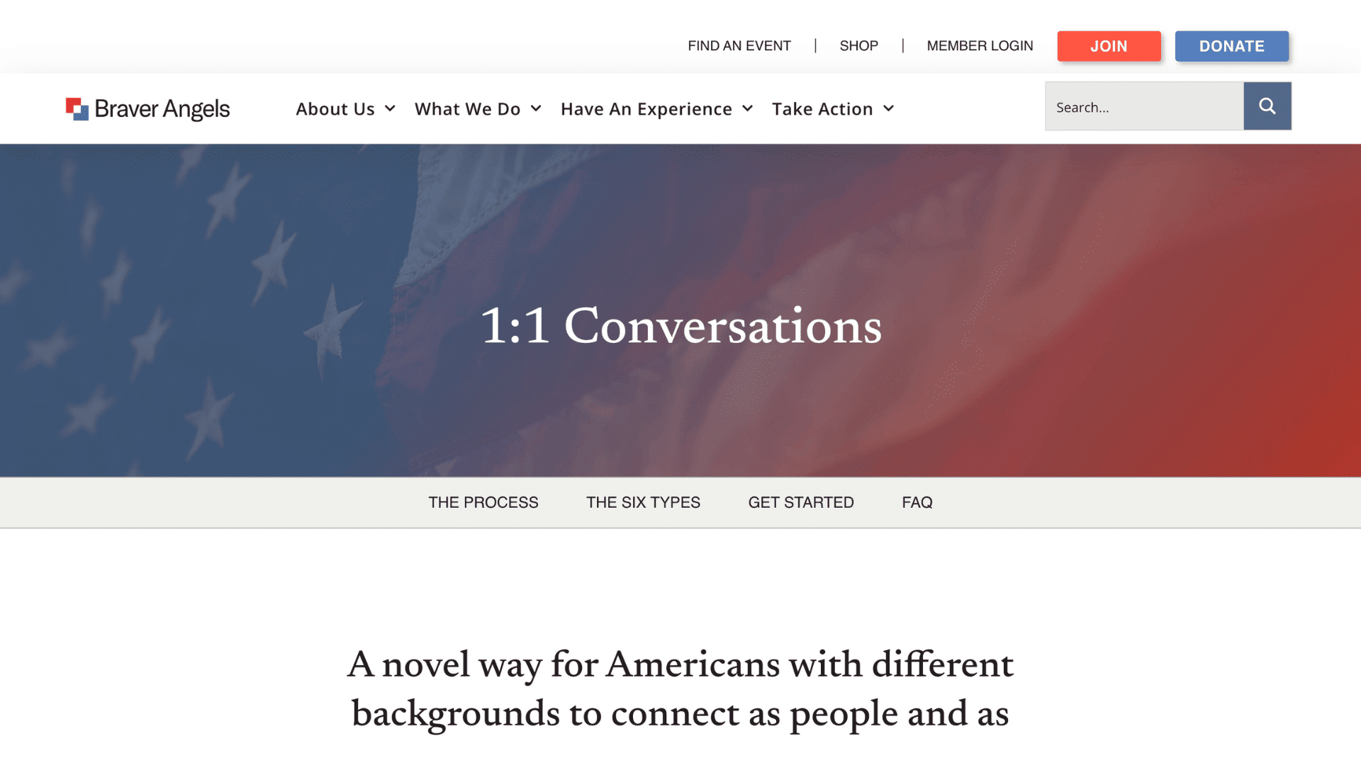 Screen capture of 1:1 Conversations webpage
