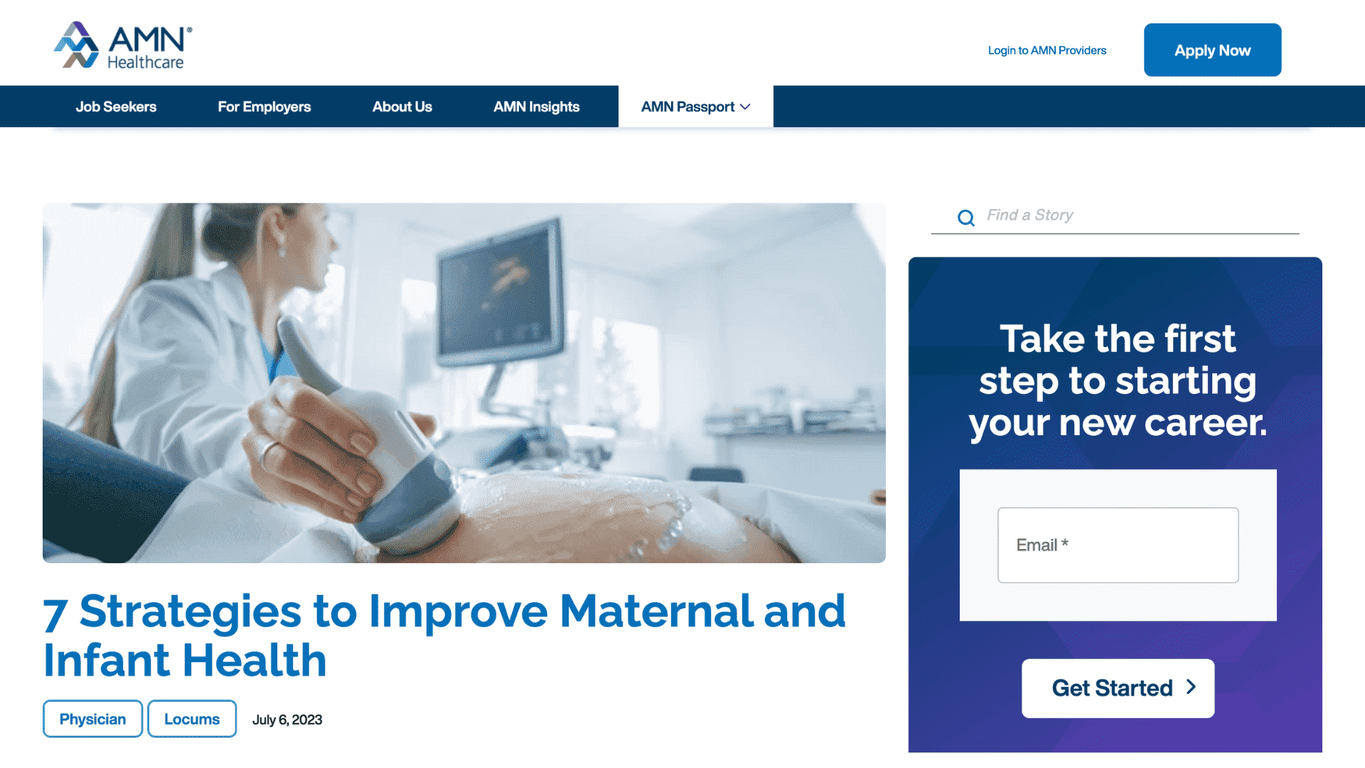 Screen capture of 7 Strategies to Improve Maternal and Infant Health article