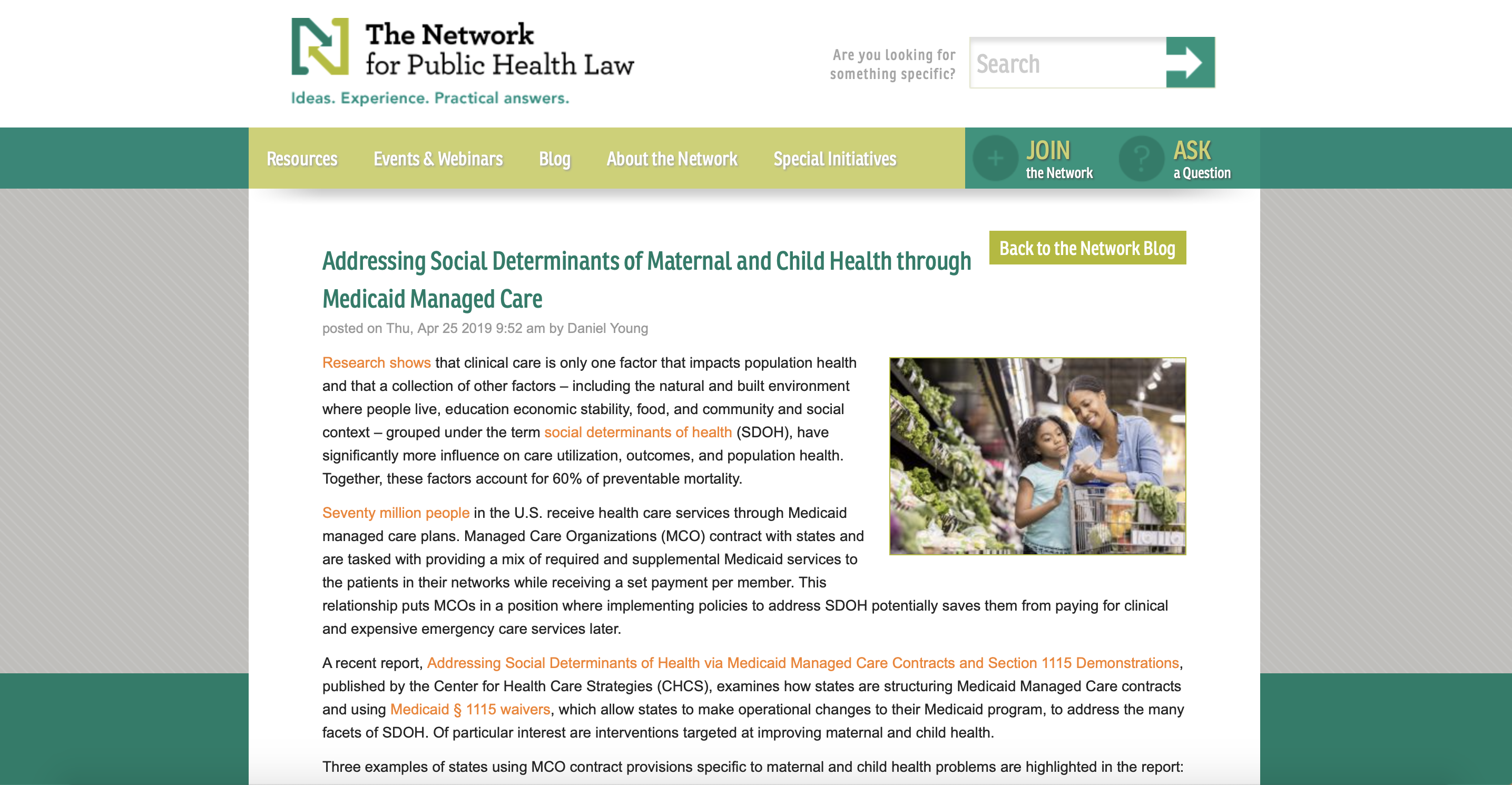 Addressing Social Determinants of Maternal and Child