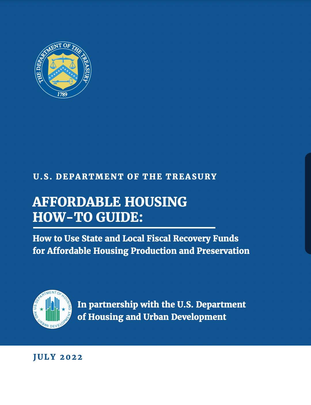 Cover of Affordable Housing How-To Guide: How to Use State and Local Fiscal Recovery Funds for Affordable Housing Production and Preservation