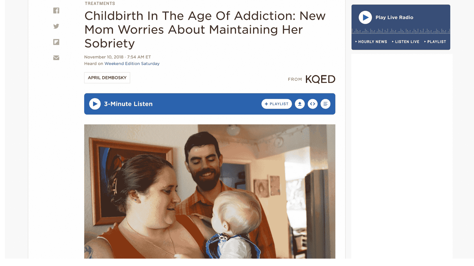 Screen capture of Childbirth In The Age Of Addiction: New Mom Worries About Maintaining Her Sobriety