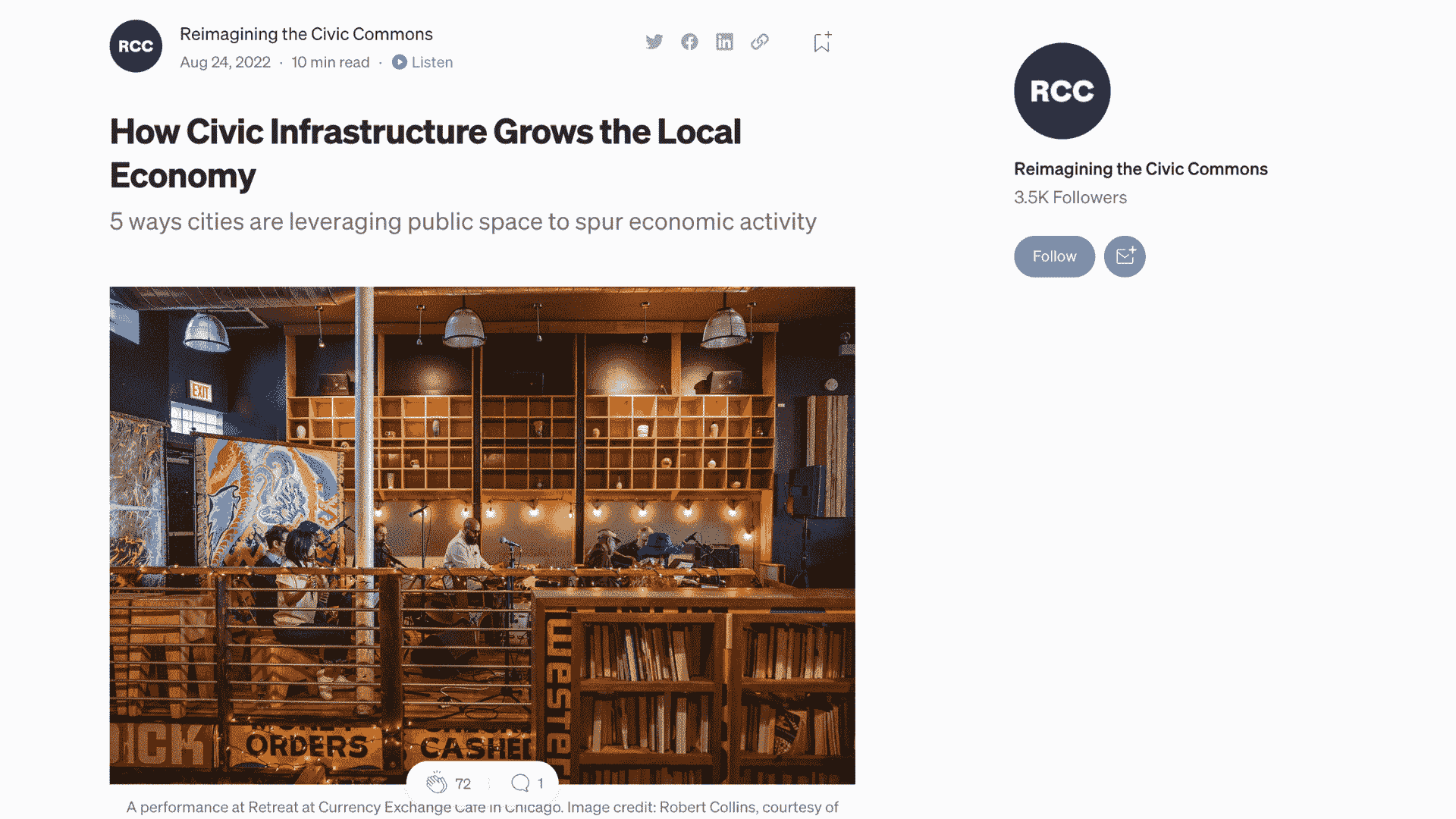 Screen capture of How Civic Infrastructure Grows the Local Economy article