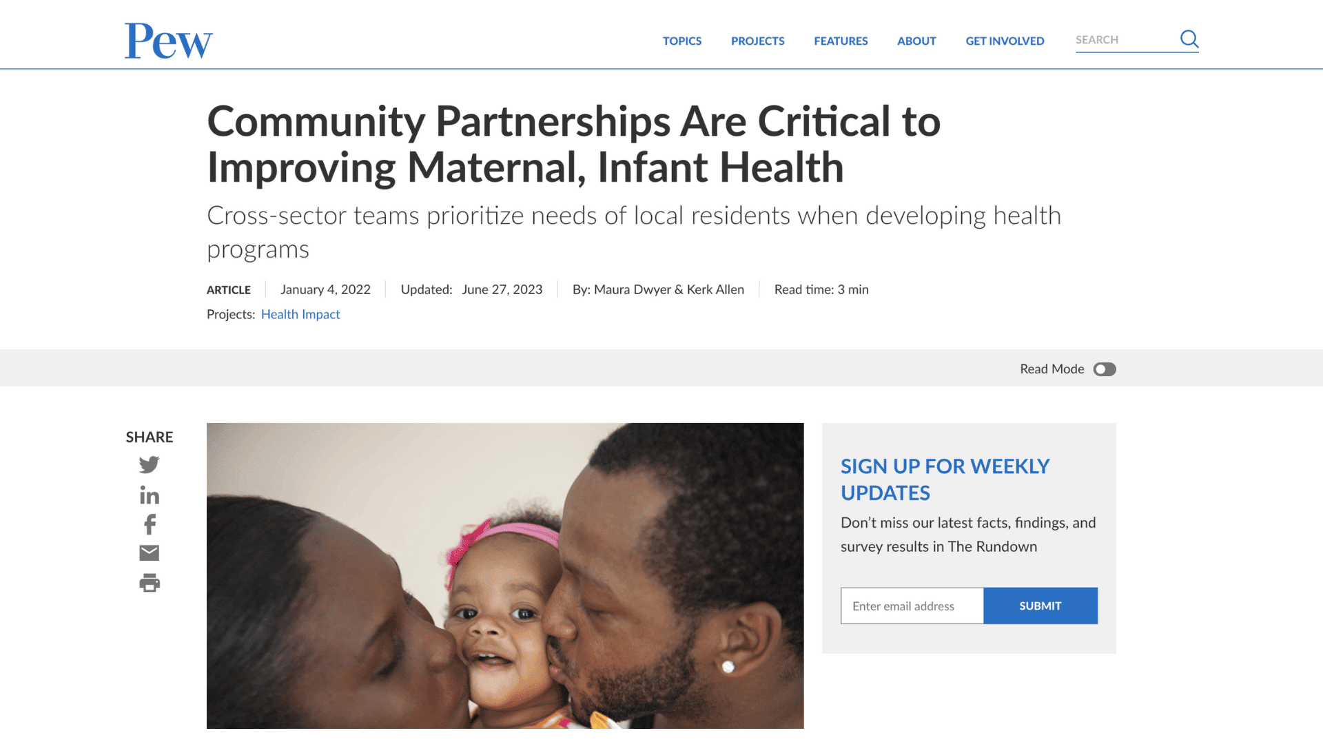 Screen capture of Community Partnerships Are Critical to Improving Maternal, Infant Health article