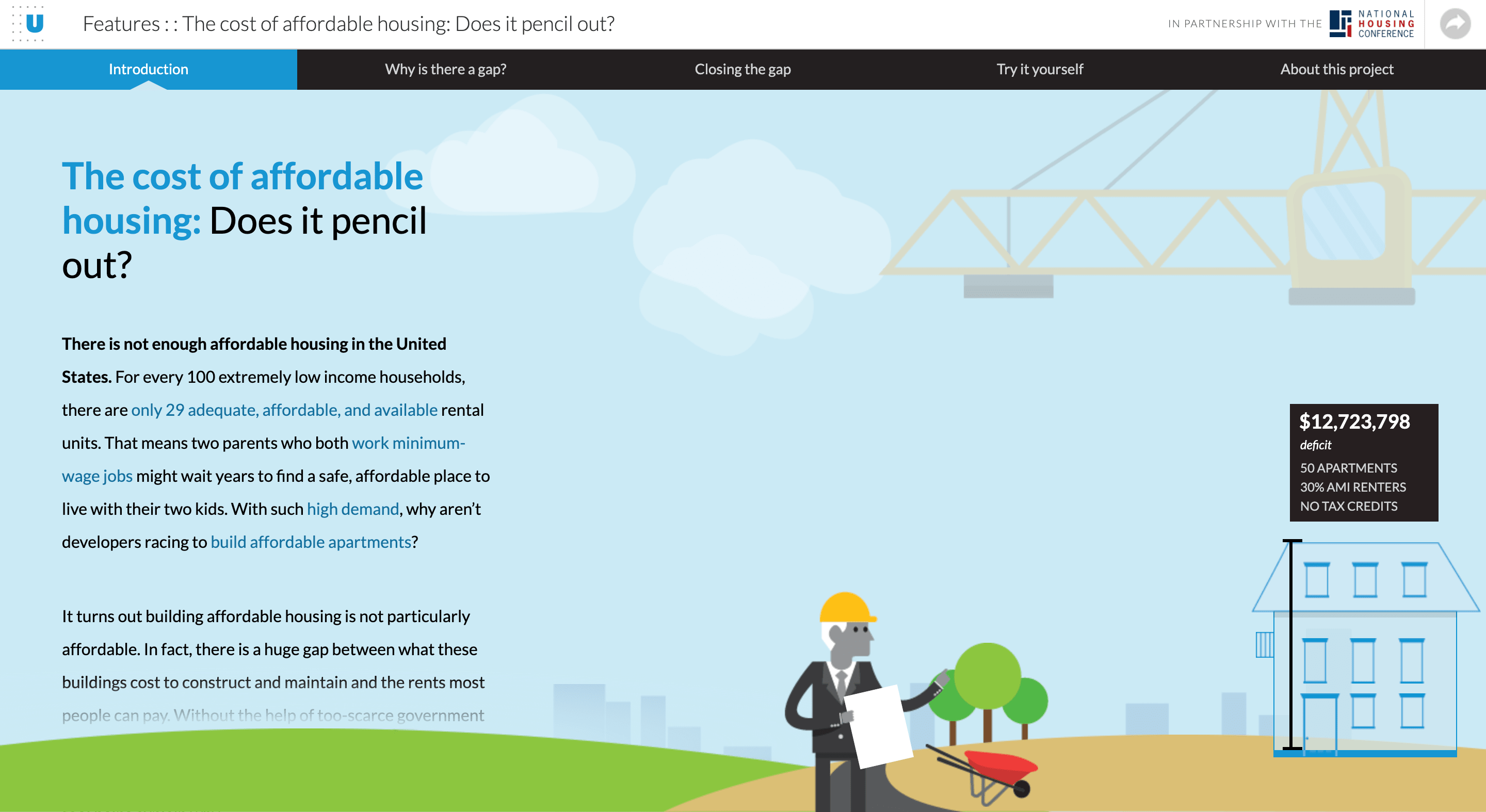 Screen capture of The Cost of Affordable Housing: Does It Pencil Out? tool