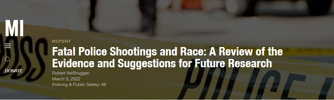 Screen shot of top of review: Fatal Police Shootings and Race: A Review of the Evidence and Suggestions for Future Research
