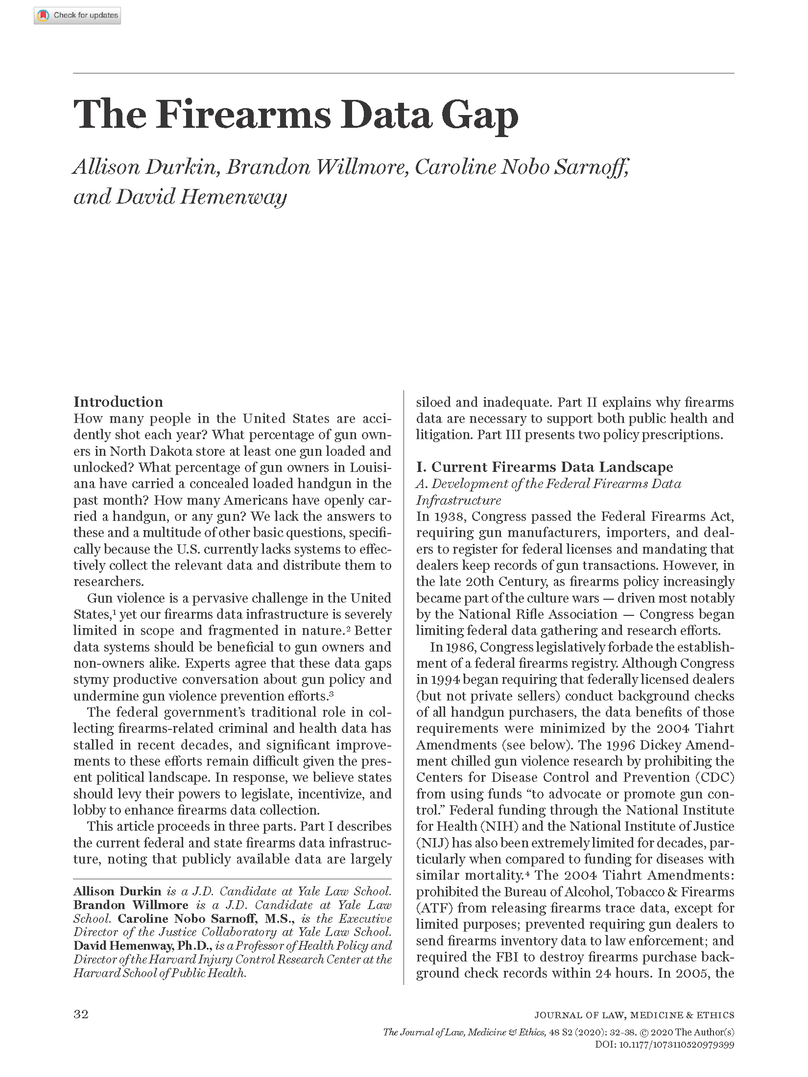 PDF Cover Page: The Firearms Data Gap