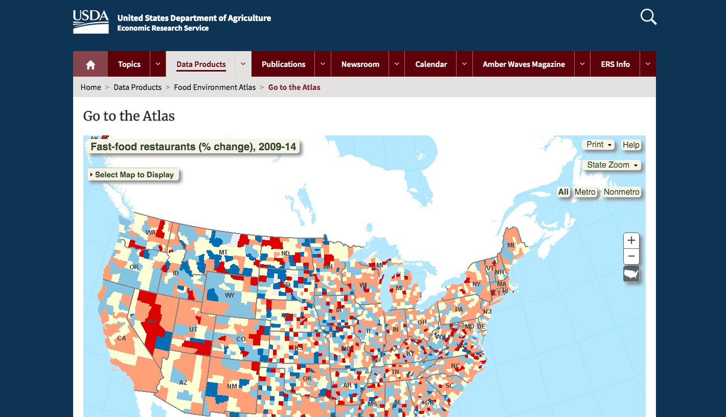 Screen grab of Food Environment Atlas