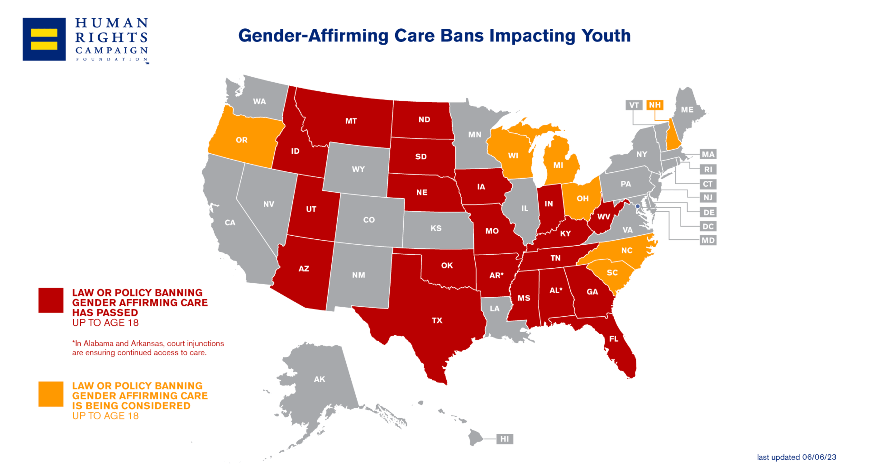 Screen capture of Attacks on Gender-Affirming Care by State: Map