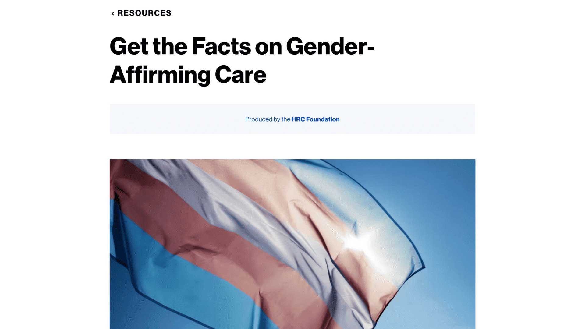 Screen capture of Get the Facts on Gender-Affirming Care