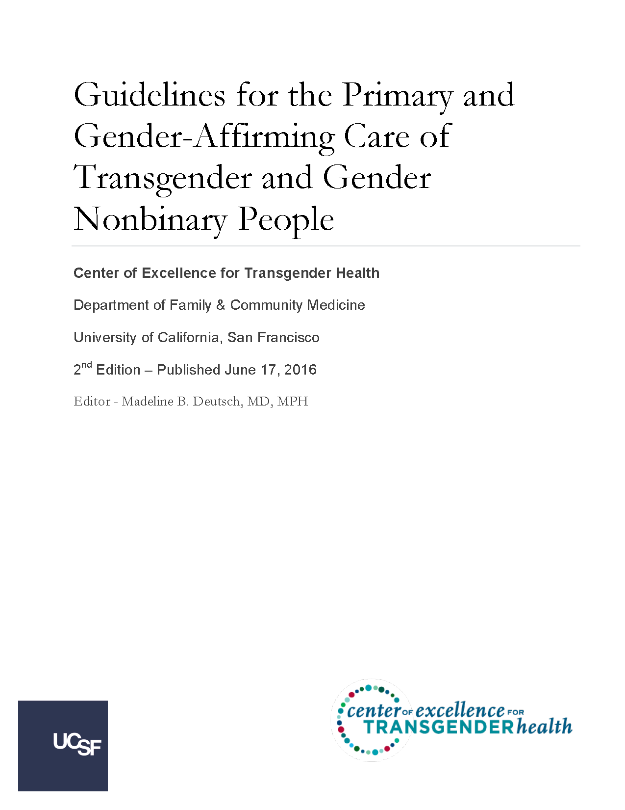 Cover of PDF Guidelines: Guidelines for the Primary and Gender-Affirming Care of Transgender and Gender Nonbinary People