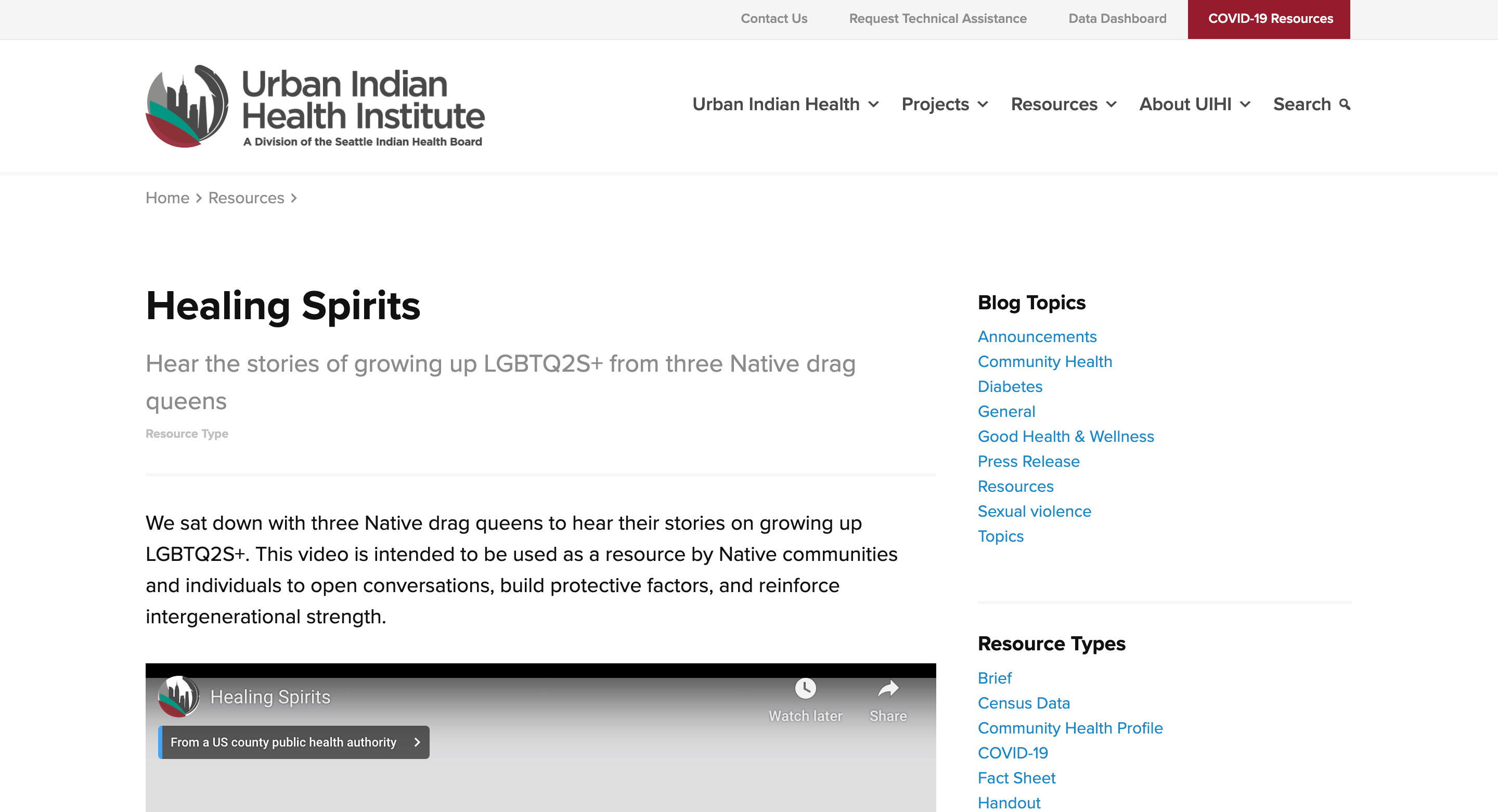 Screen capture of video cover: Healing Spirits: Stories of Growing Up LGBTQ2S+ From Three Native Drag Queens