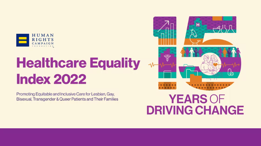 Screenshot of cover photo: LGBTQ+ Healthcare Equality Index 2022