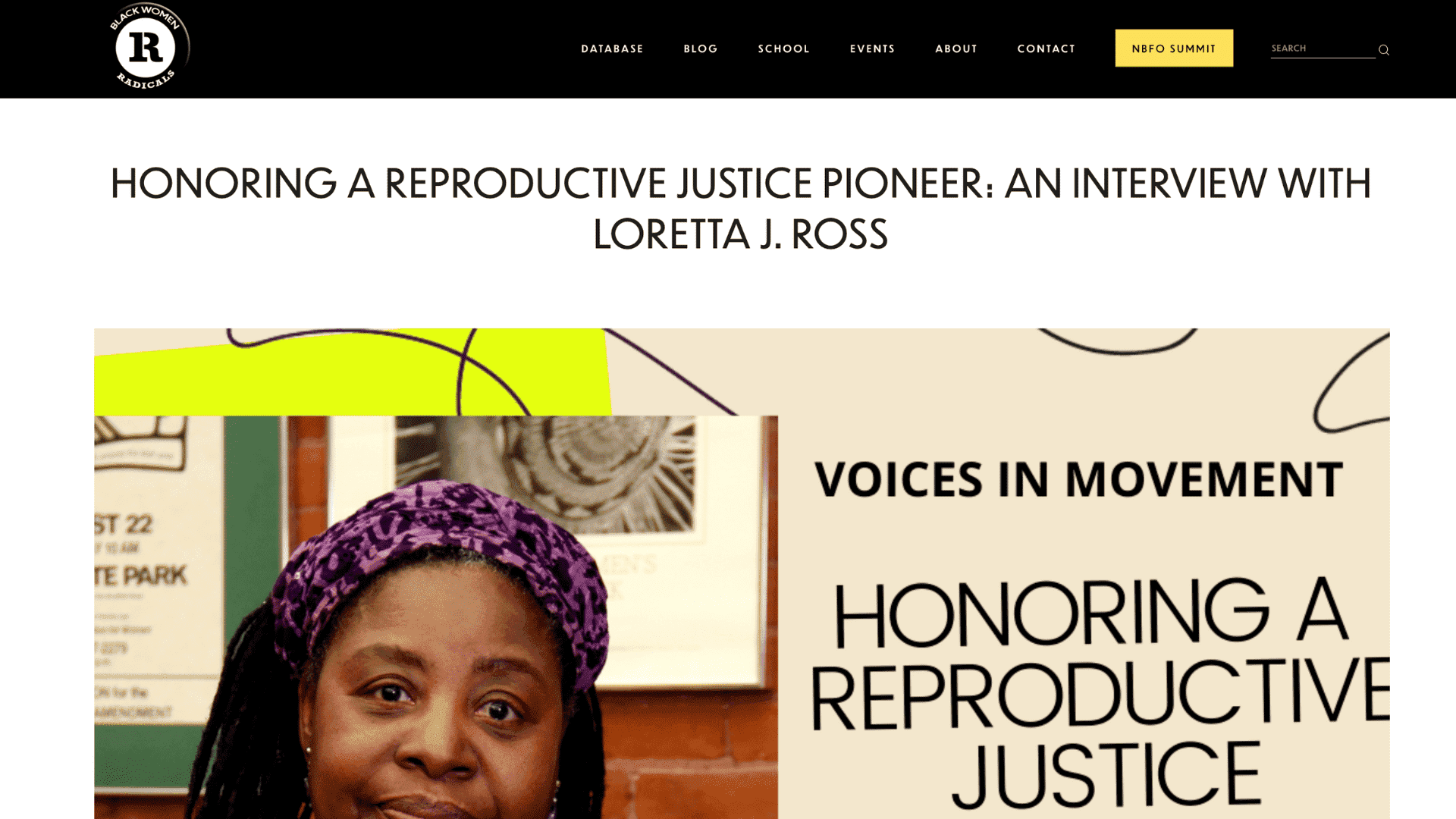 Screen shot of Honoring A Reproductive Justice Pioneer: An Interview With Loretta J. Ross article