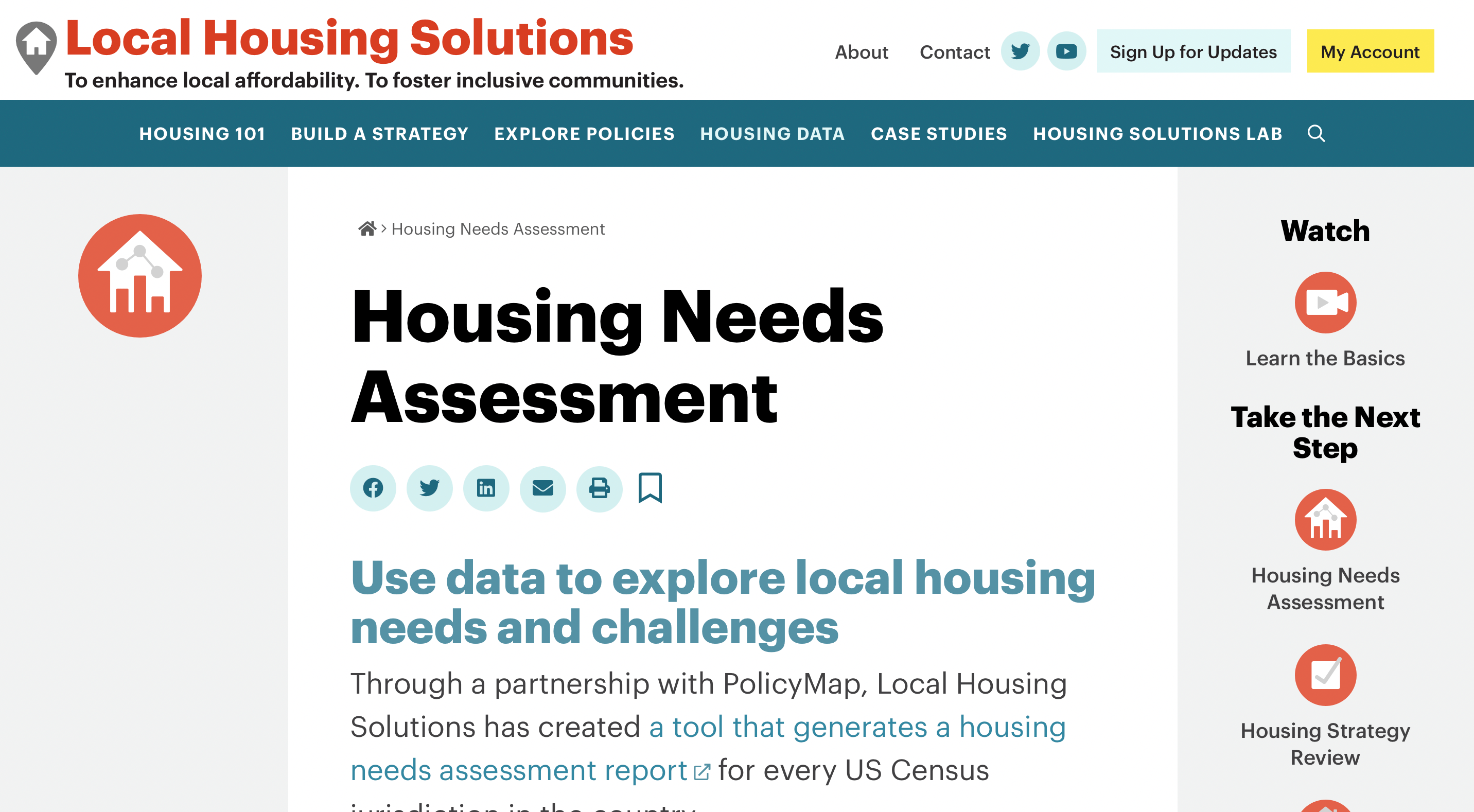 Screenshot of Housing Needs Assessment