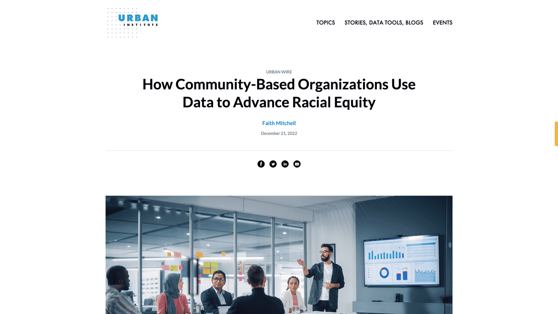 Screen capture of How Community-Based Organizations Use Data to Advance Racial Equity blog post