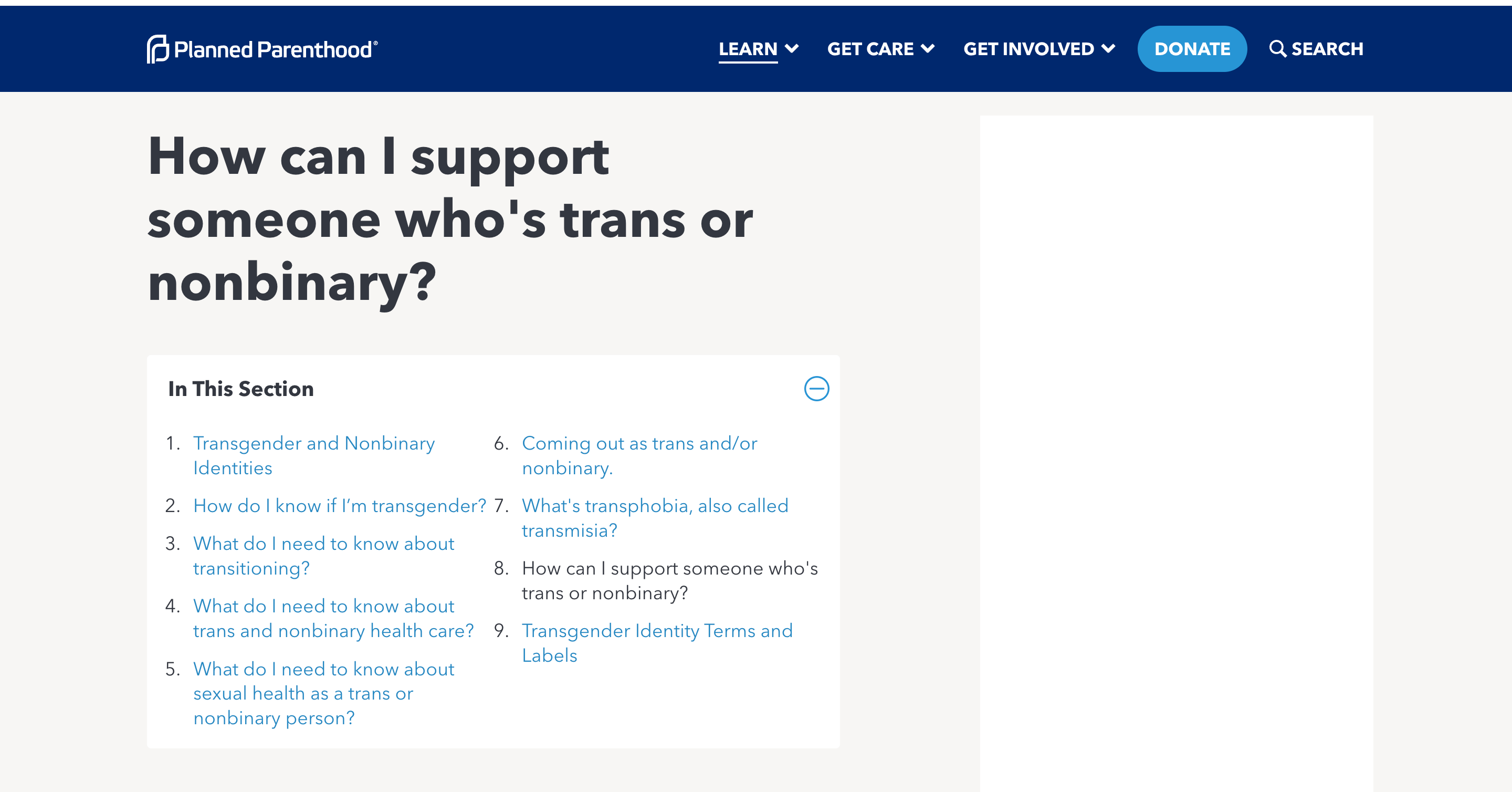 Screen capture of How Can I Support Someone Who's Trans or Nonbinary?