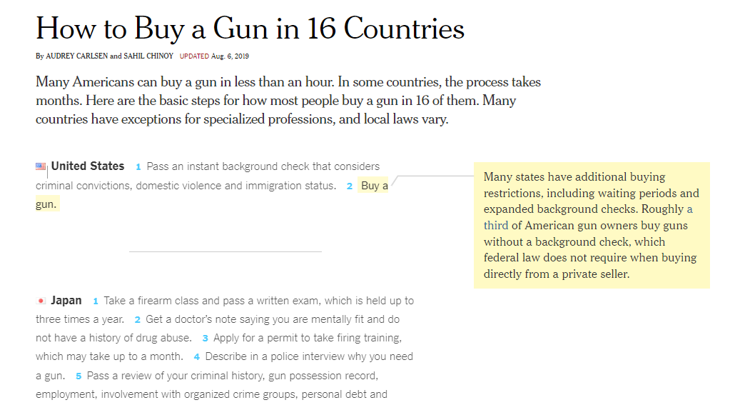 Screen shot of top of paper: How to Buy a Gun in 16 Countries