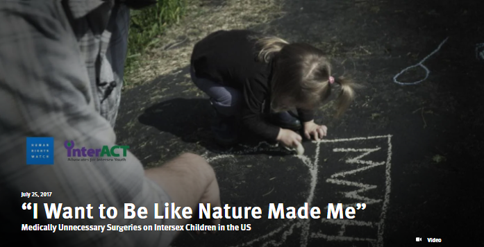 Screen shot of story cover photo: I Want to Be Like Nature Made Me: Medically Unnecessary Surgeries on Intersex Children in the US