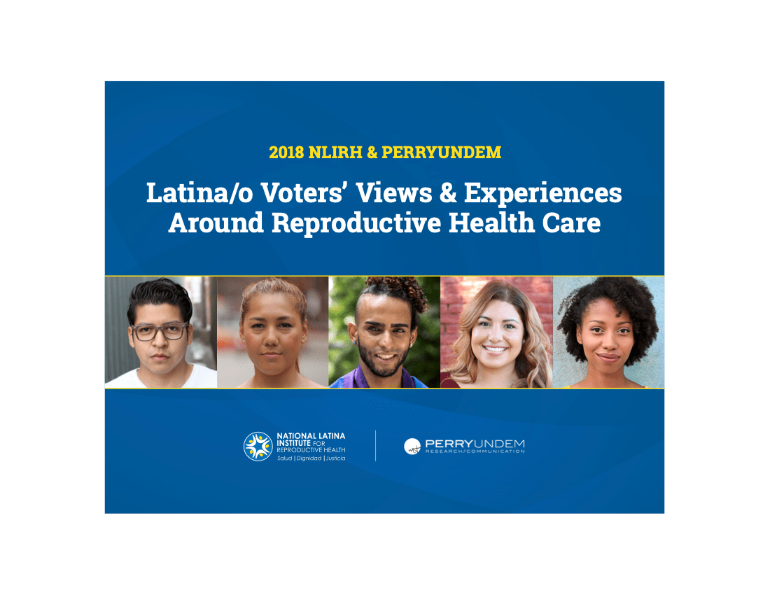 PDF Cover Page: Latina/o Voters' Views and Experiences Around Reproductive Health Care
