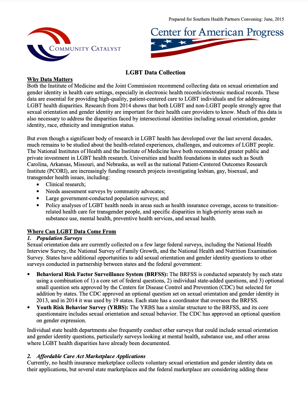 PDF Cover: LGBT Data Collection