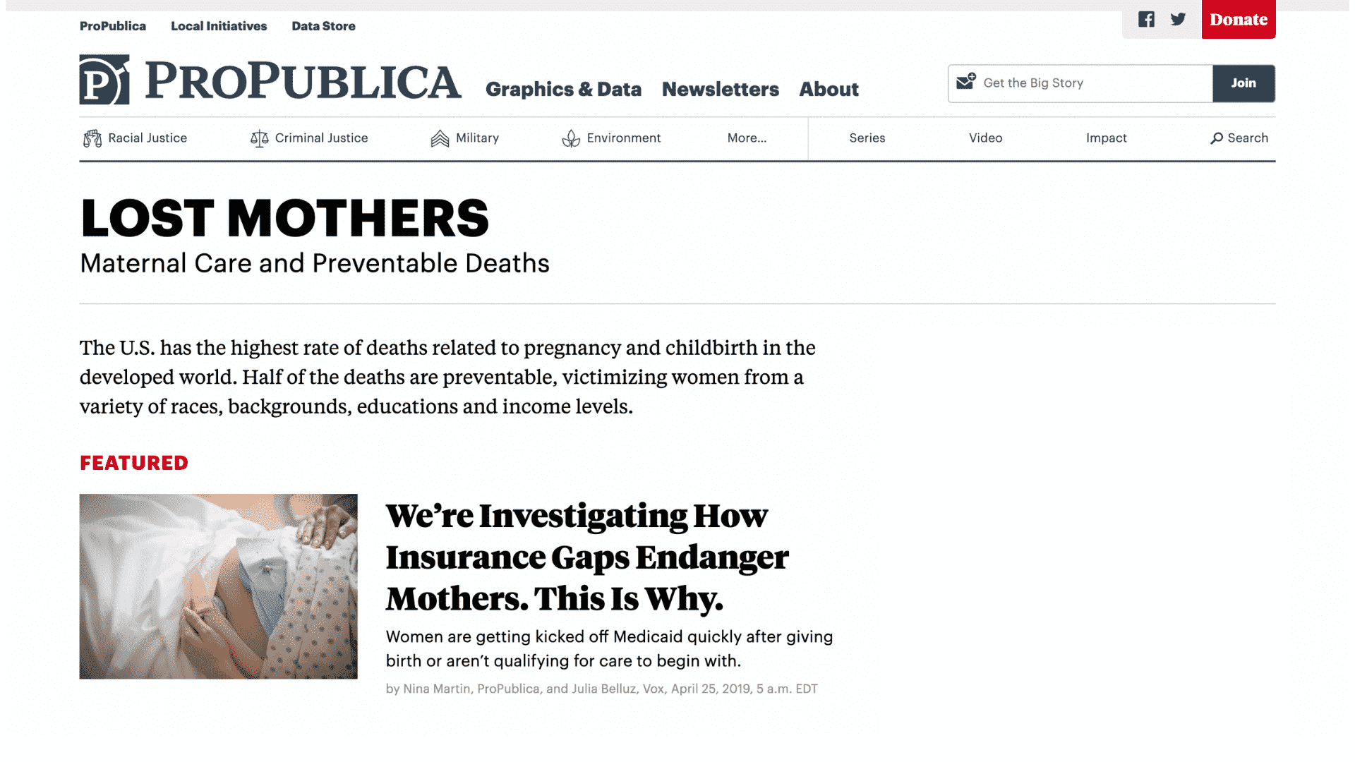 Screen capture of Lost Mothers: Maternal Care and Preventable Deaths