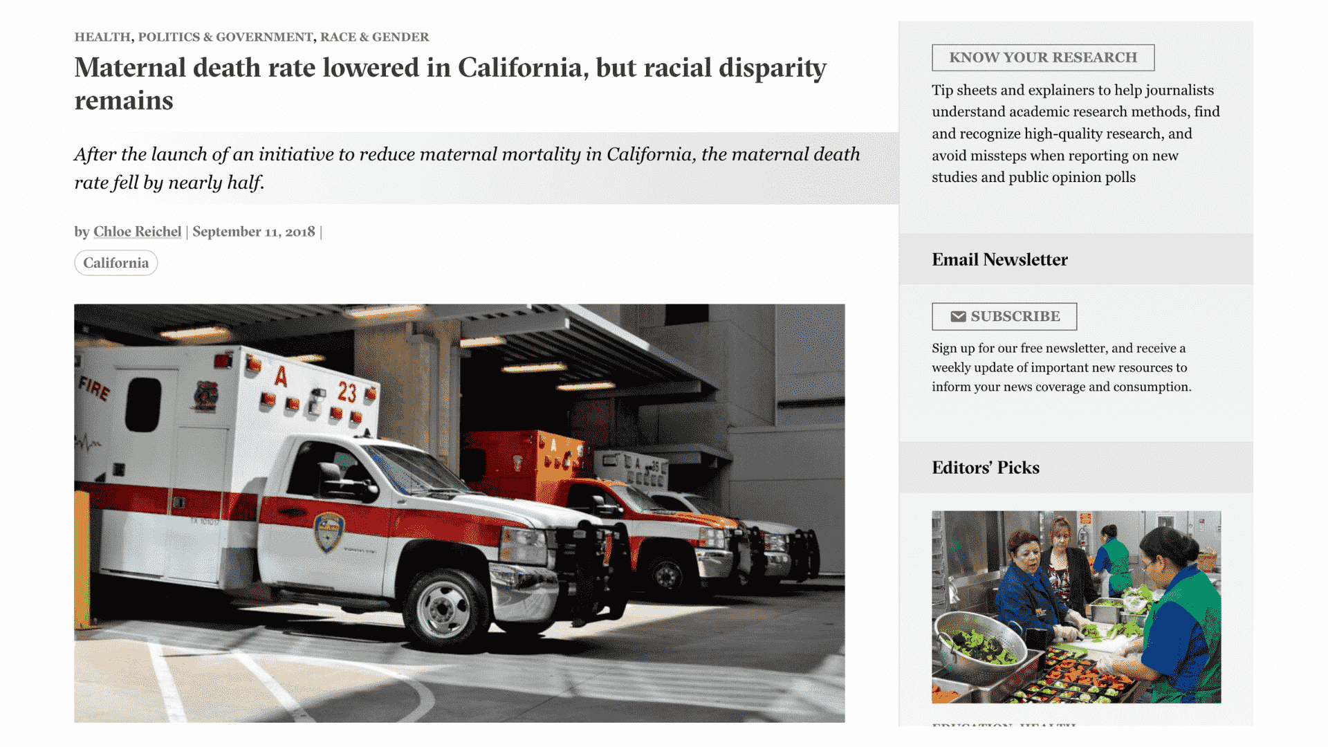 Screen capture of Maternal Death Rate Lowered In California, But Racial Disparity Remains