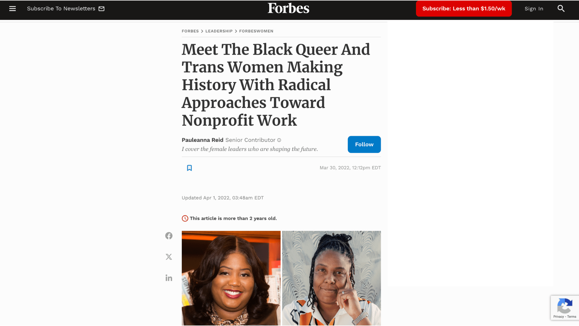 Screen shot of Meet The Black Queer And Trans Women Making History With Radical Approaches Toward Nonprofit Work