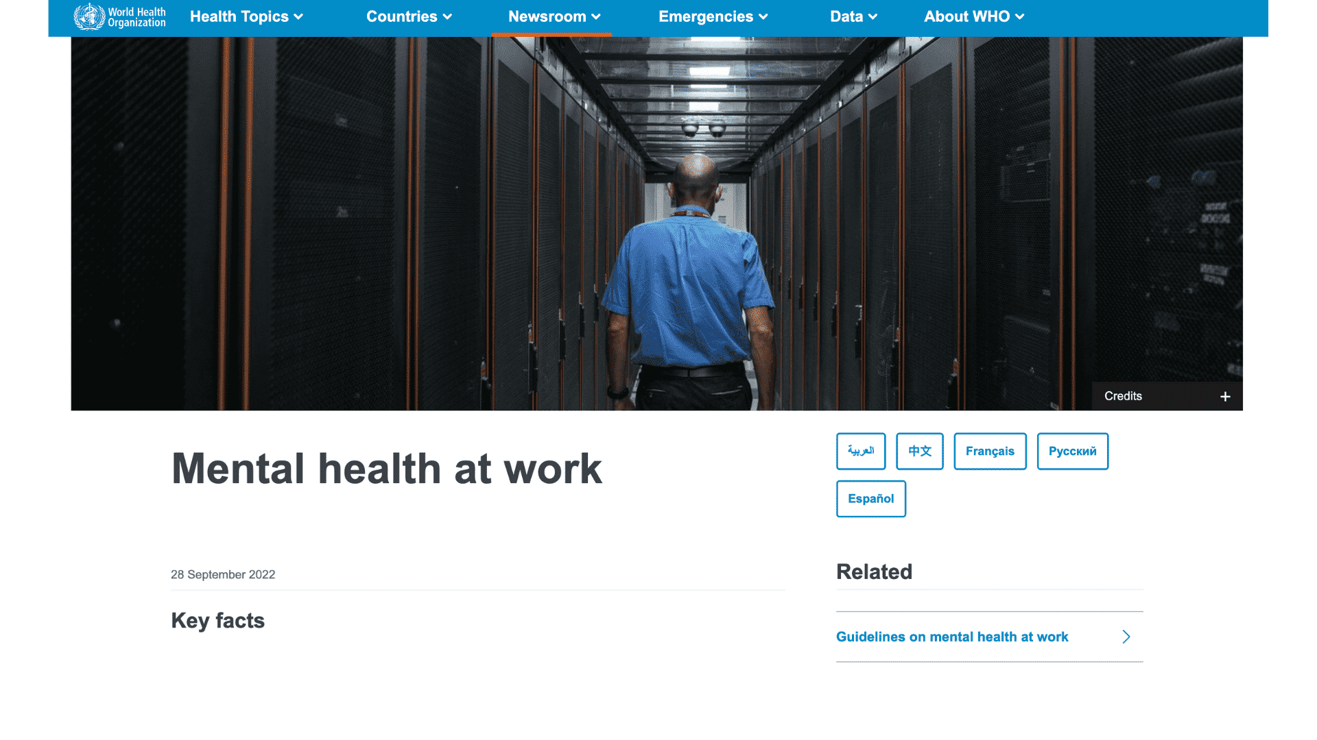 Screen capture of Mental Health at Work webpage