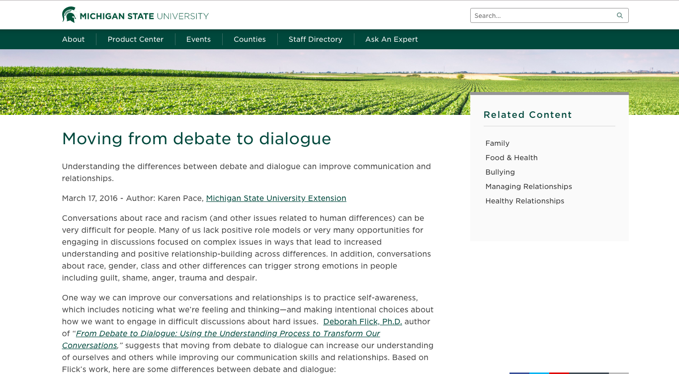 Screen grab of Moving from Debate to Dialogue