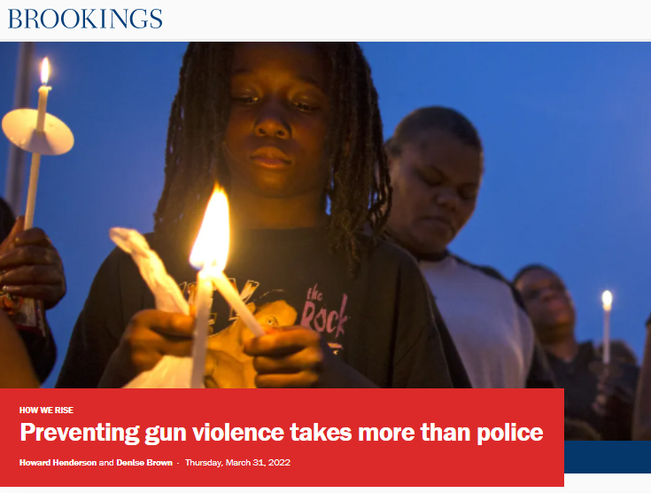 Screen shot of top article photo: Preventing Gun Violence Takes More Than Police