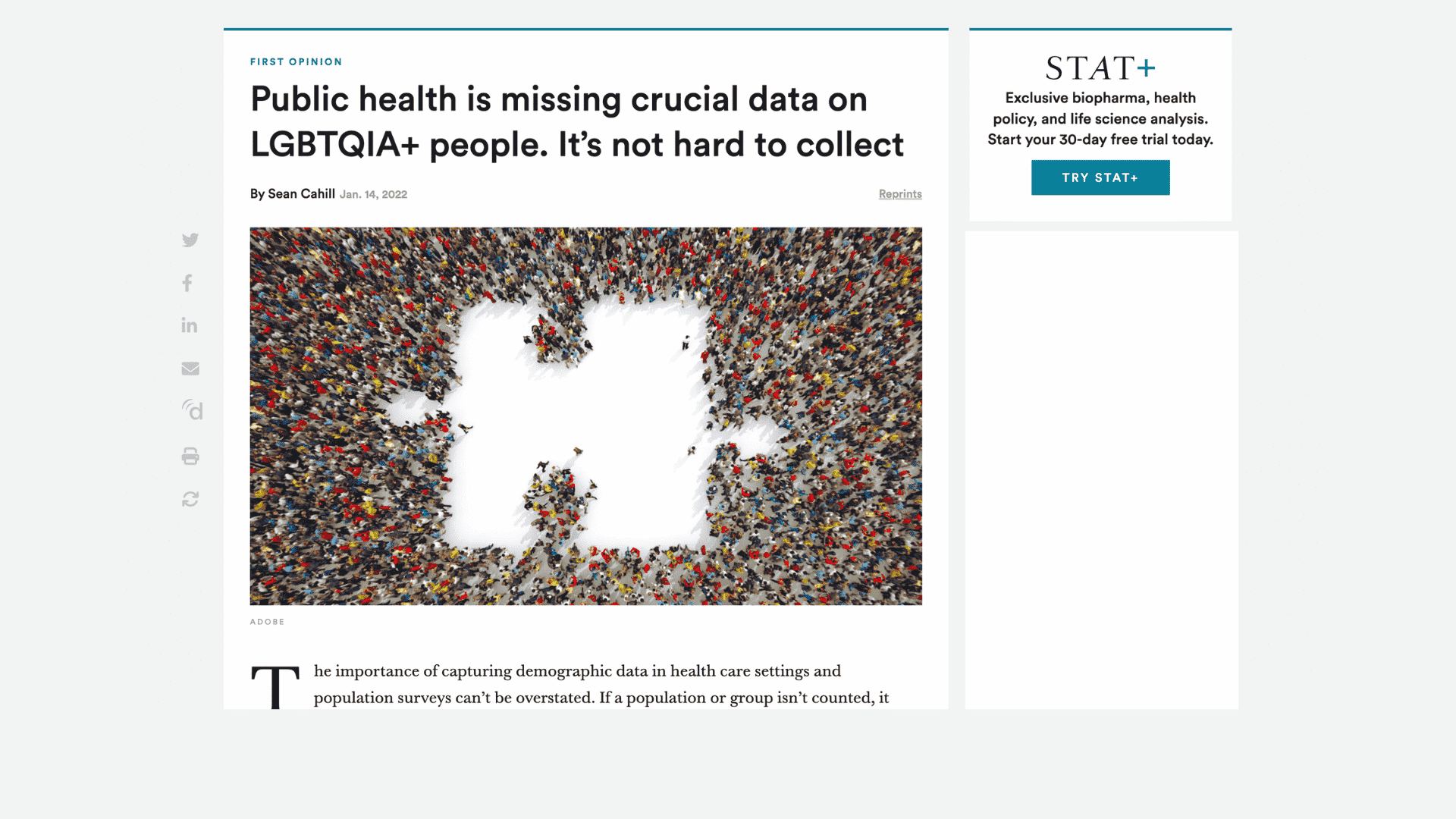 Screenshot of Public Health is Missing Crucial Data on LGBTQIA+ People. It's Not Hard to Collect.