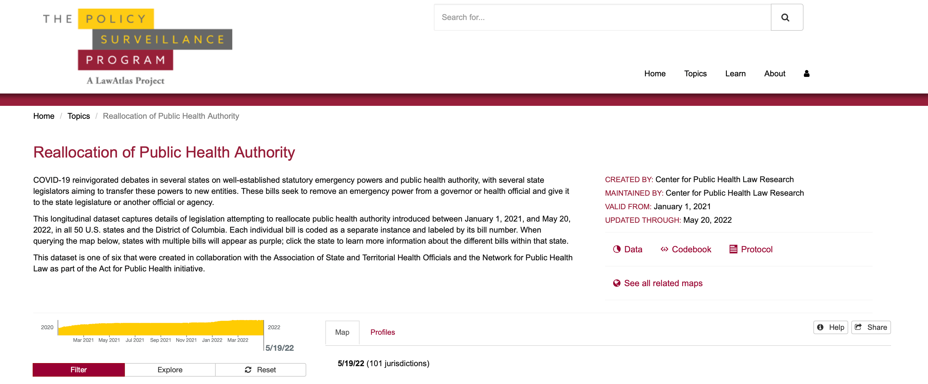 Screen grab of Reallocation of Public Health Authority