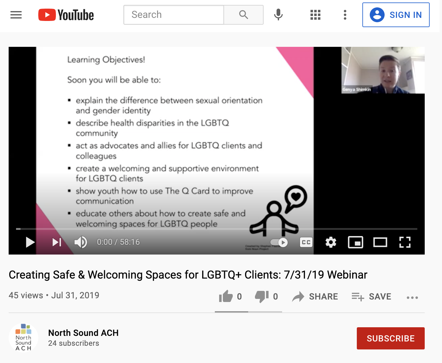 Webinar Recording - Creating Safe and Welcoming Spaces for LGBTQ Clients