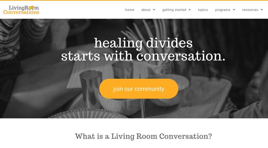 Screen shot of the Living Room Guides homepage