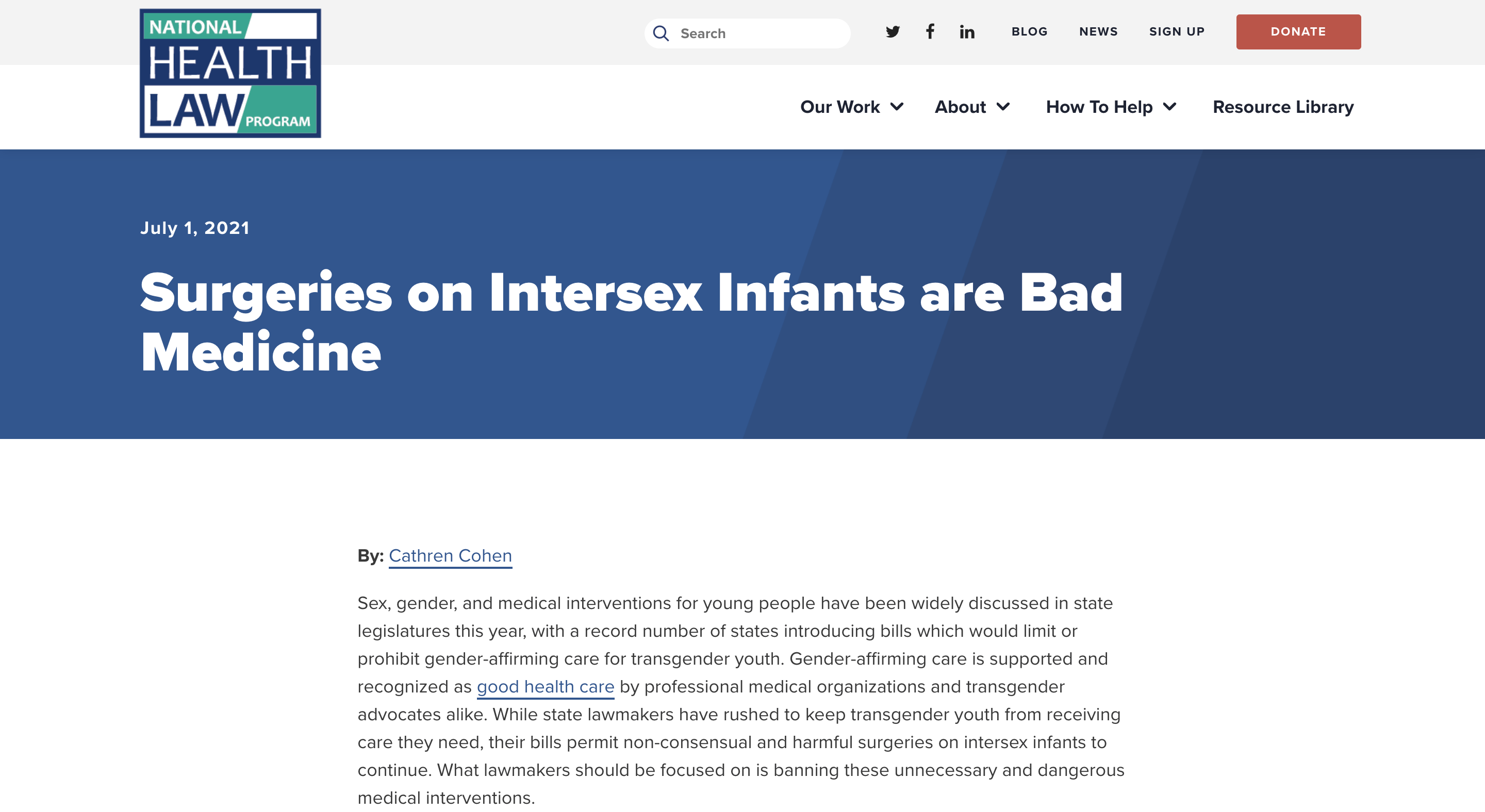 Screen capture of Surgeries on Intersex Infants