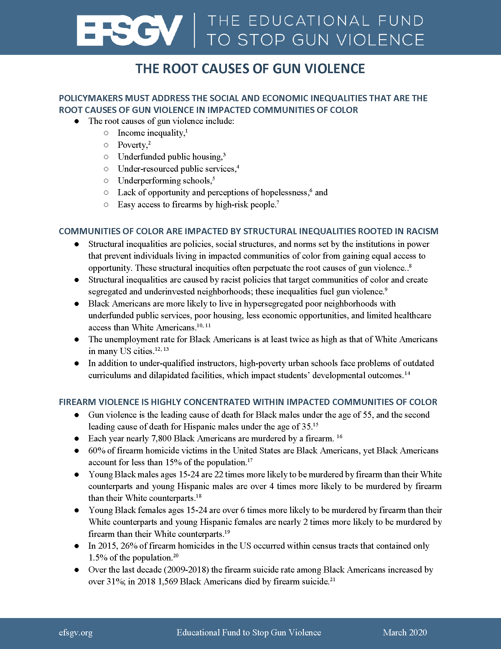 PDF Cover page: The Root Causes of Gun Violence