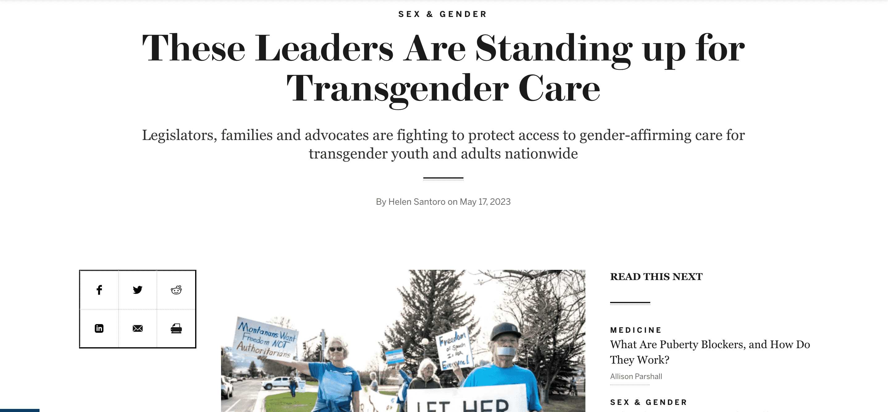 Screen capture of These Leaders Are Standing Up For Transgender Care