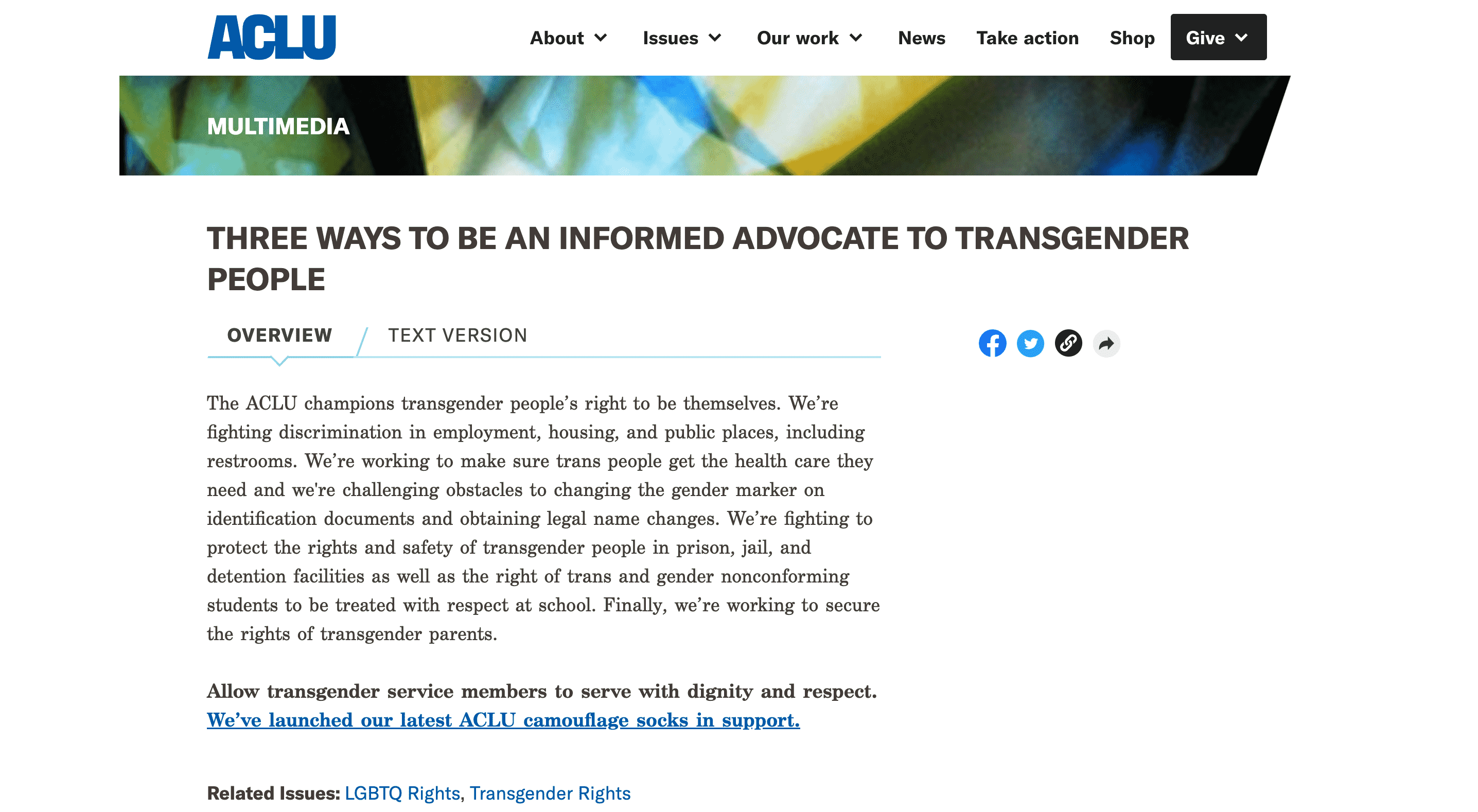 Screen capture of Three Ways To Be An Informed Advocate To Transgender People