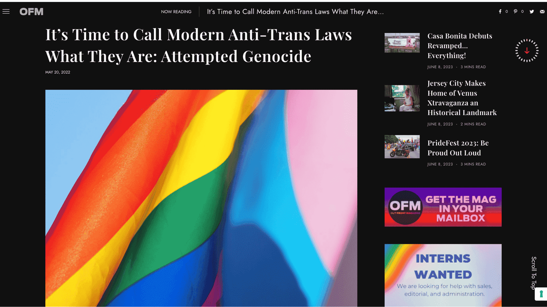 Screen capture of It's Time to Call Modern Anti-Trans Laws What They Are: Attempted Genocide