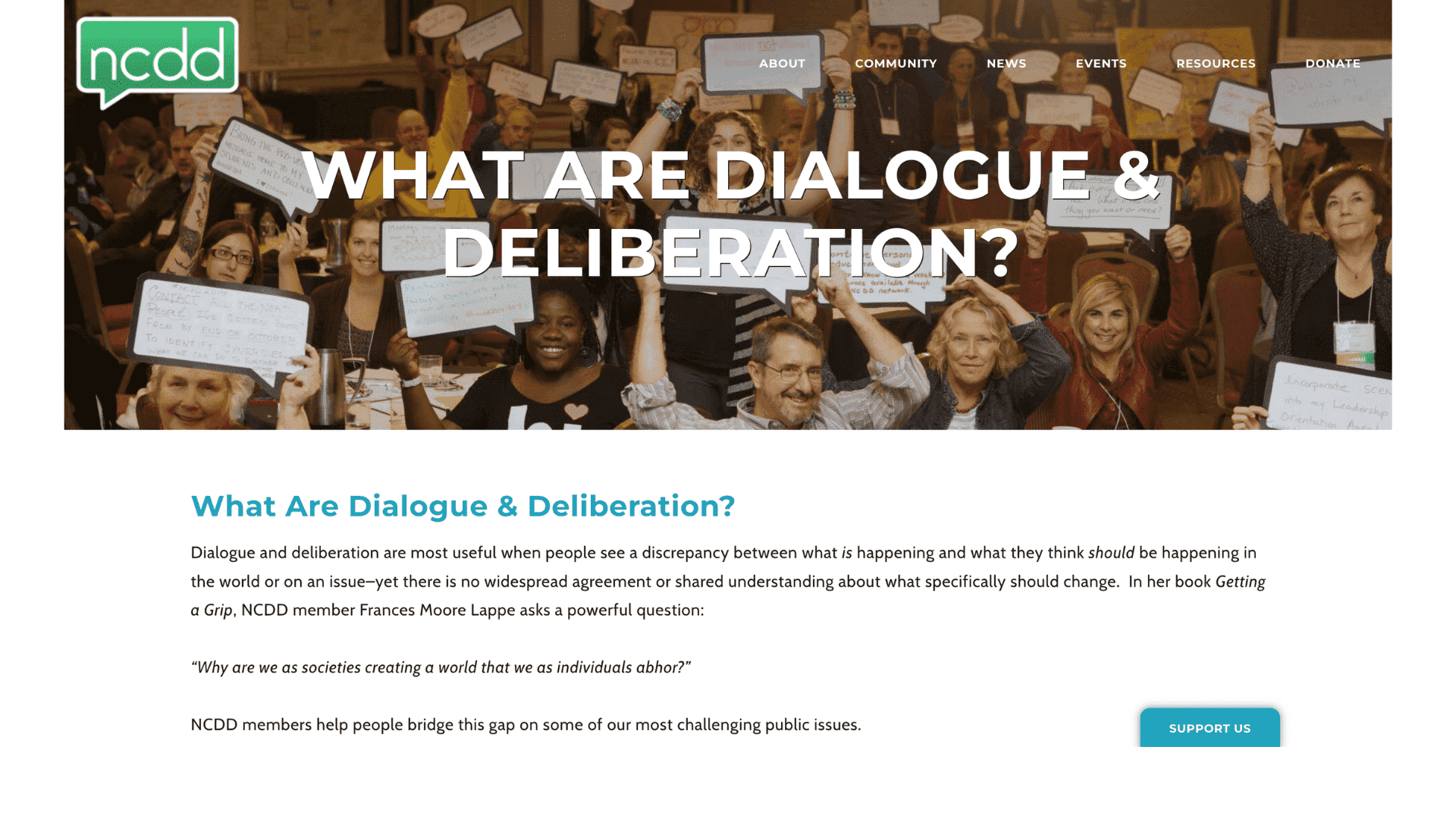 Screen capture of What Are Dialogue and Deliberation? webpage